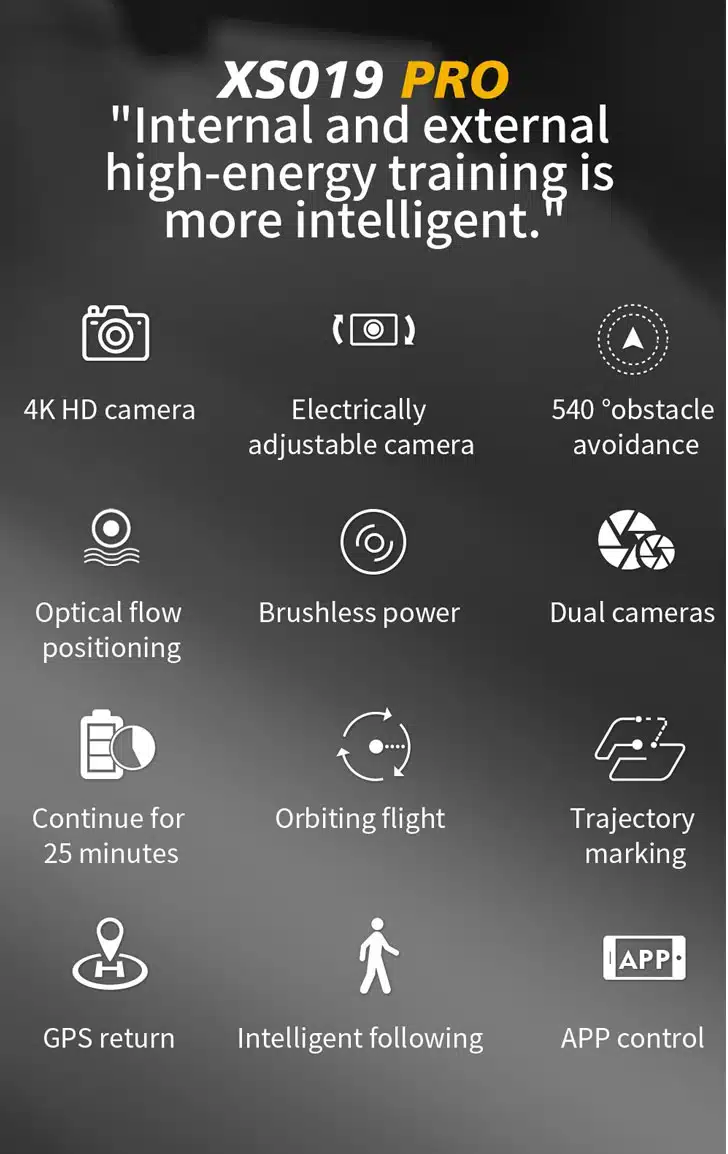 کوادکوپتر XS019 PRO مشخصات پهپاد XS019 PRO