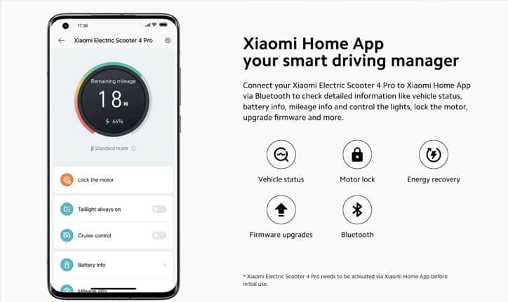 اپلیکیشن اسکوتر شارژی شیائومی 4 پرو