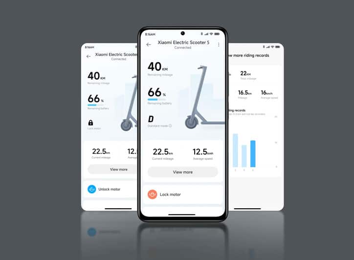اپلیکیشن اسکوتر برقی شیائومی 5 با کاربری آسان