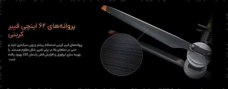 پهپاد سمپاش DJI Agras T100 پروانههای ۶۲ اینچی فیبر کربنی در پهپاد سمپاش DJI T100