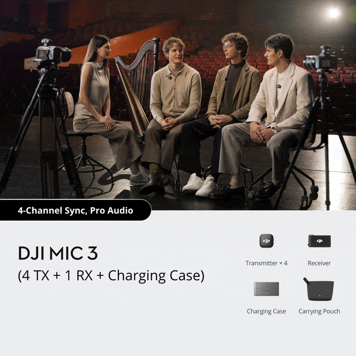 پک چهار کاربره به همراه کیس شارژر میکروفون DJI 3