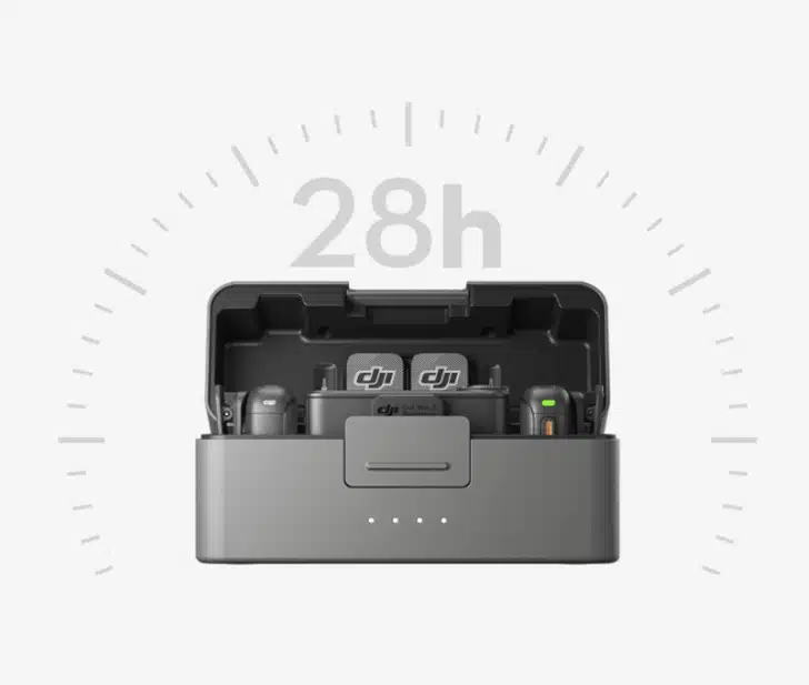 میکروفون DJI 3 عمر باتری 28 ساعته در میکروفون DJI 3
